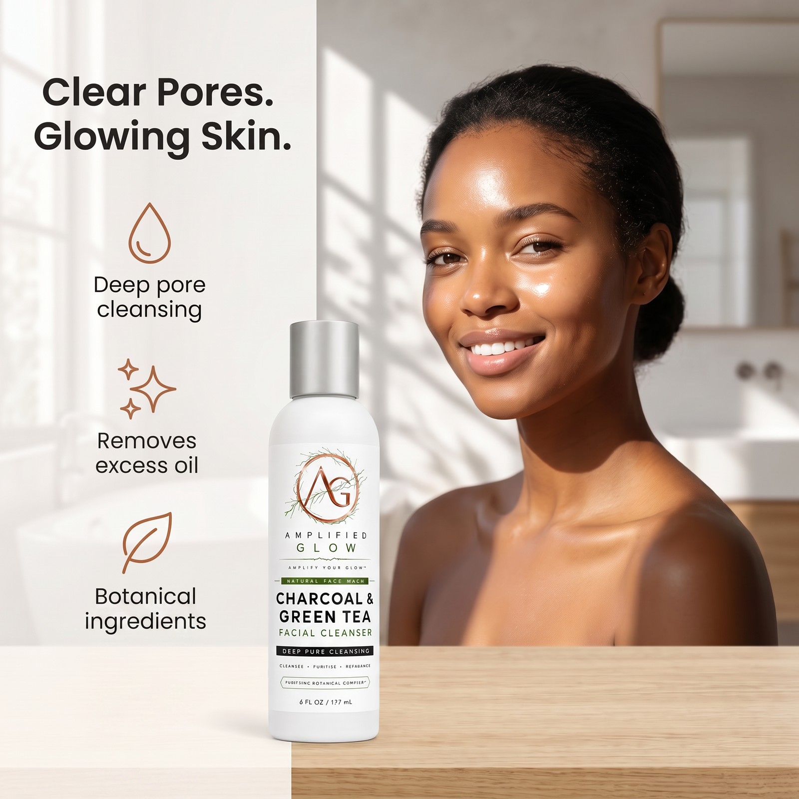 Amplified Glow™ Charcoal and Green Tea Facial Cleanser - Image 4