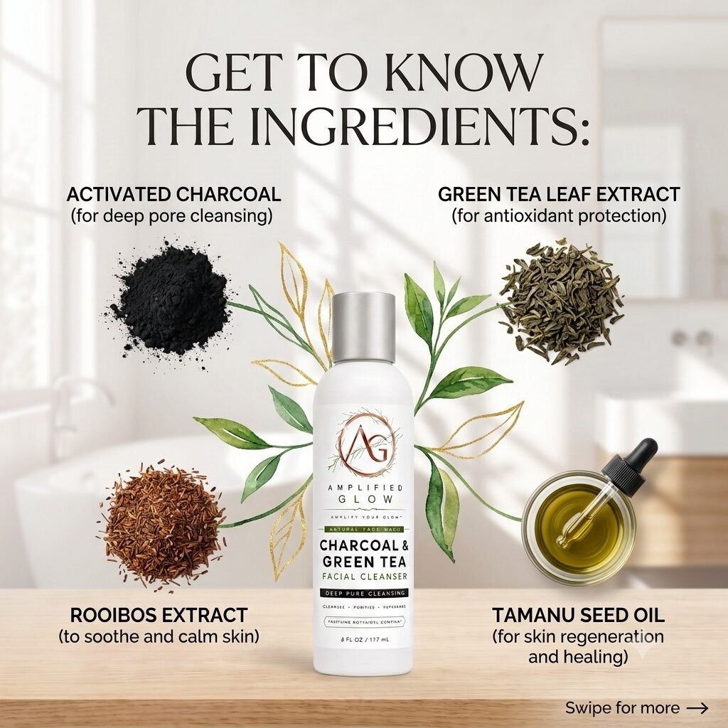 Amplified Glow™ Charcoal and Green Tea Facial Cleanser - Image 5