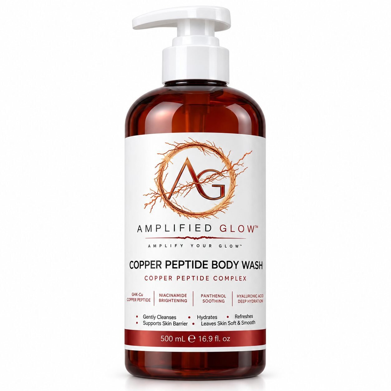 Amplified Glow Copper Peptide Hydrating Body Wash with GHK-Cu – 500 mL / 16.9 fl oz